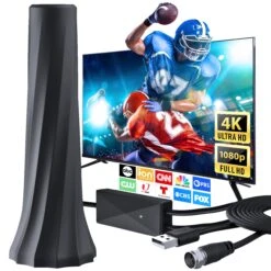 Indoor TV Antenna, 360° Amplified Signal, 9.8ft Coaxial(Indoor Tv Antenna 360 Amplified Signal 9 8ft Coaxial)