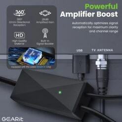 Amplified Indoor/Outdoor TV Antenna, Weather-Resistant, 32ft Coaxial(Amplified Indoor Outdoor Tv Antenna Weather Resistant 32ft Coaxial) -GEARit Store GI ANT 3030 BK 3 575c5440 d4f1 499e 9fb5 3b7b57b07a7d