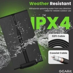 Amplified Indoor/Outdoor TV Antenna, Weather-Resistant, 32ft Coaxial(Amplified Indoor Outdoor Tv Antenna Weather Resistant 32ft Coaxial) -GEARit Store GI ANT 3030 BK 8 575857c0 e634 48c0 b39b 6c316da1d820