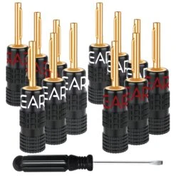 6 Pairs Closed Screw Type Speaker Banana Plugs(Gearit Banana Plug Connectors Closed Screw 24k Gold Plated 6 Pairs 12 Pieces)