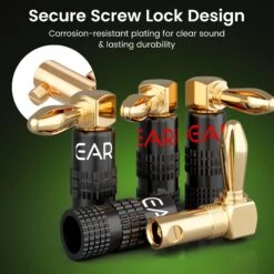 6 Pairs Right Angle Pin Type Speaker Banana Plugs(Gearit Speaker Banana Plugs 90 Degree Pin Plug Type For Spring Clips Gold Plated Connectors 6 Pair 12 Pieces) -GEARit Store GI BP90 6PK 3
