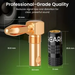 6 Pairs Right Angle Pin Type Speaker Banana Plugs(Gearit Speaker Banana Plugs 90 Degree Pin Plug Type For Spring Clips Gold Plated Connectors 6 Pair 12 Pieces) -GEARit Store GI BP90 6PK 6