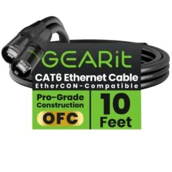 CAT6 Shielded EtherCON Cable For Pro Audio, Black(Cat6 Ethercon Cable For Pro Audio Black) 34 CAT6 Shielded EtherCON Cable For Pro Audio, Black(Cat6 Ethercon Cable For Pro Audio Black) -GEARit Store GI C6EC BK 10F 14580c14 ef3e 4215 821c e5f28f2c43ed