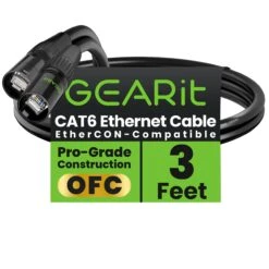 CAT6 Shielded EtherCON Cable For Pro Audio, Black(Cat6 Ethercon Cable For Pro Audio Black)