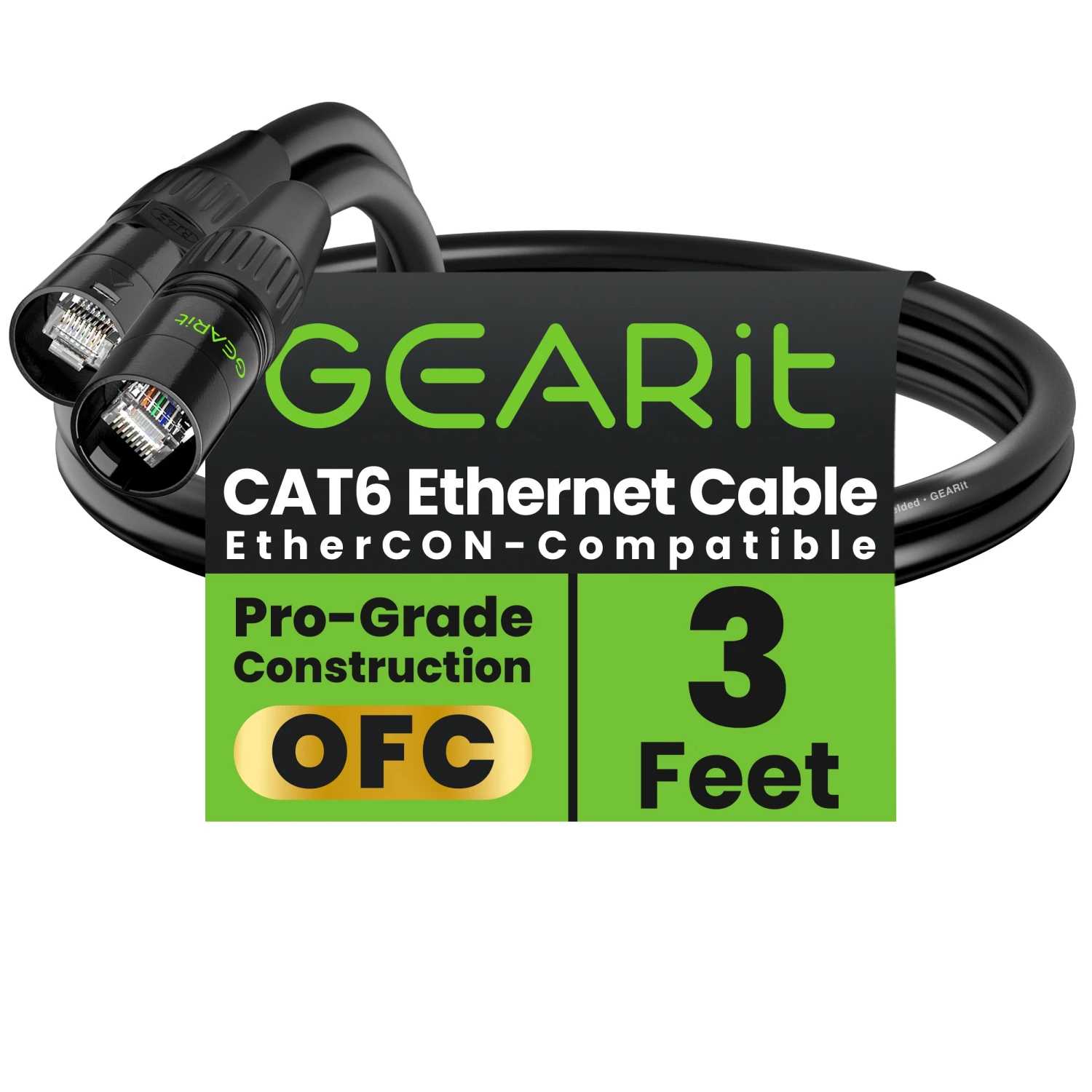 CAT6 Shielded EtherCON Cable For Pro Audio, Black(Cat6 Ethercon Cable For Pro Audio Black) 1 CAT6 Shielded EtherCON Cable For Pro Audio, Black(Cat6 Ethercon Cable For Pro Audio Black)