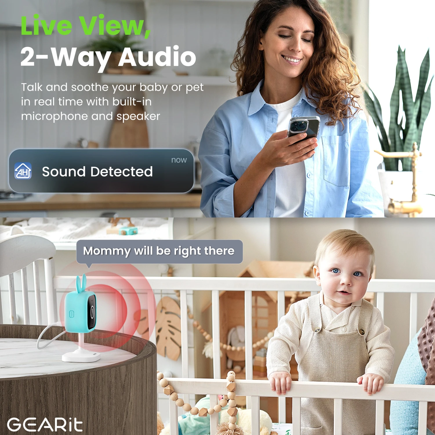 GEARit Wifi Baby Monitor Camera With Motion & Sound Detection - 2K Video, 2-Way Audio(Gearit Wifi Baby Monitor Camera With Motion Sound Detection 2k Video 2 Way Audio) 4 GEARit Wifi Baby Monitor Camera With Motion & Sound Detection - 2K Video, 2-Way Audio(Gearit Wifi Baby Monitor Camera With Motion Sound Detection 2k Video 2 Way Audio) - Image 4