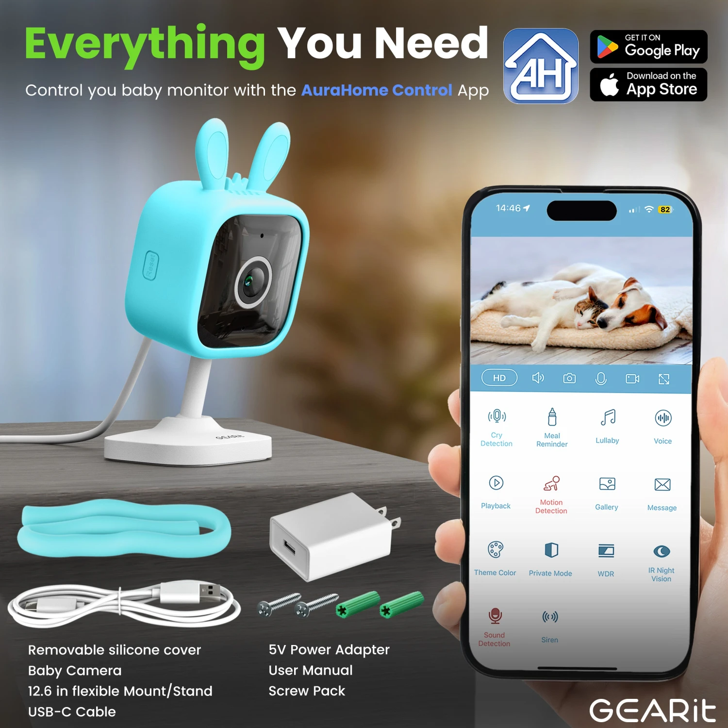 GEARit Wifi Baby Monitor Camera With Motion & Sound Detection - 2K Video, 2-Way Audio(Gearit Wifi Baby Monitor Camera With Motion Sound Detection 2k Video 2 Way Audio) 8 GEARit Wifi Baby Monitor Camera With Motion & Sound Detection - 2K Video, 2-Way Audio(Gearit Wifi Baby Monitor Camera With Motion Sound Detection 2k Video 2 Way Audio) - Image 8