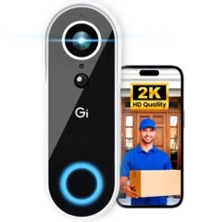 GEARit Smart Video Doorbell - Wireless 2K QHD Video Camera - IP65 Weather-Proof, Motion Detection, 2 Way Audio(Gearit Smart Video Doorbell Wireless 2k Qhd Video Camera Ip65 Weather Proof Motion Detection 2 Way Audio)