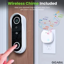 GEARit Smart Video Doorbell With Chime - Wireless 2K QHD Video Camera - IP64 Weather-Proof, Motion Detection, 2 Way Audio (Copy)(Gearit Smart Video Doorbell Wireless 2k Qhd Video Camera Ip65 Weather Proof Motion Detection 2 Way Audio Copy) -GEARit Store GI CAM DRBC WH 005