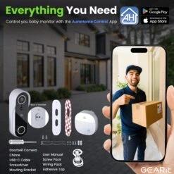 GEARit Smart Video Doorbell With Chime - Wireless 2K QHD Video Camera - IP64 Weather-Proof, Motion Detection, 2 Way Audio (Copy)(Gearit Smart Video Doorbell Wireless 2k Qhd Video Camera Ip65 Weather Proof Motion Detection 2 Way Audio Copy) -GEARit Store GI CAM DRBC WH 008
