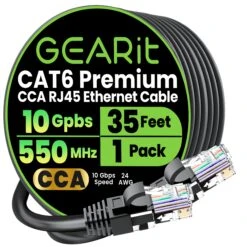 Cat6 Ethernet Patch Cable - CCA Network Cord - UTP, Black(Gearit Cat6 Ethernet Patch Cable Cca Network Cord Utp Black)