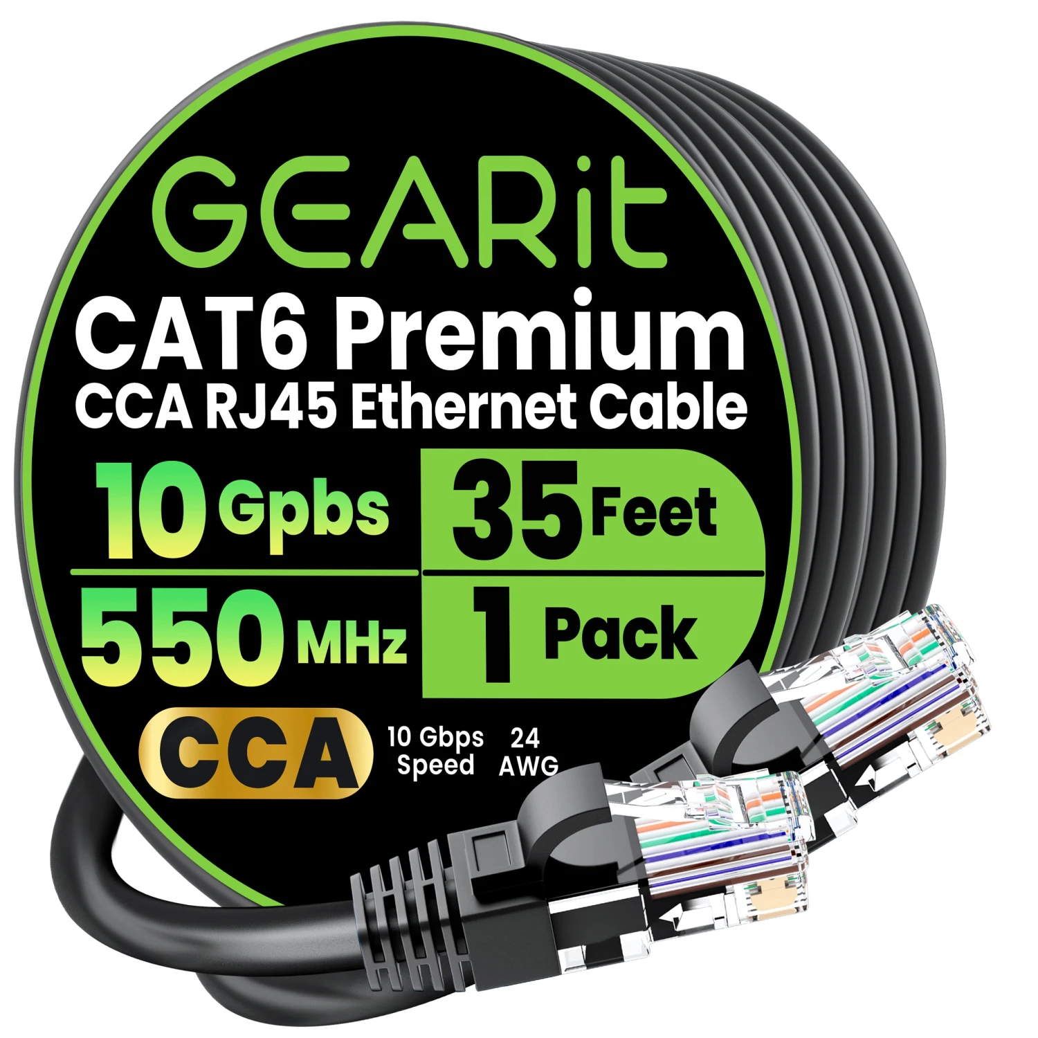 Cat6 Ethernet Patch Cable - CCA Network Cord - UTP, Black(Gearit Cat6 Ethernet Patch Cable Cca Network Cord Utp Black) 1 Cat6 Ethernet Patch Cable - CCA Network Cord - UTP, Black(Gearit Cat6 Ethernet Patch Cable Cca Network Cord Utp Black)