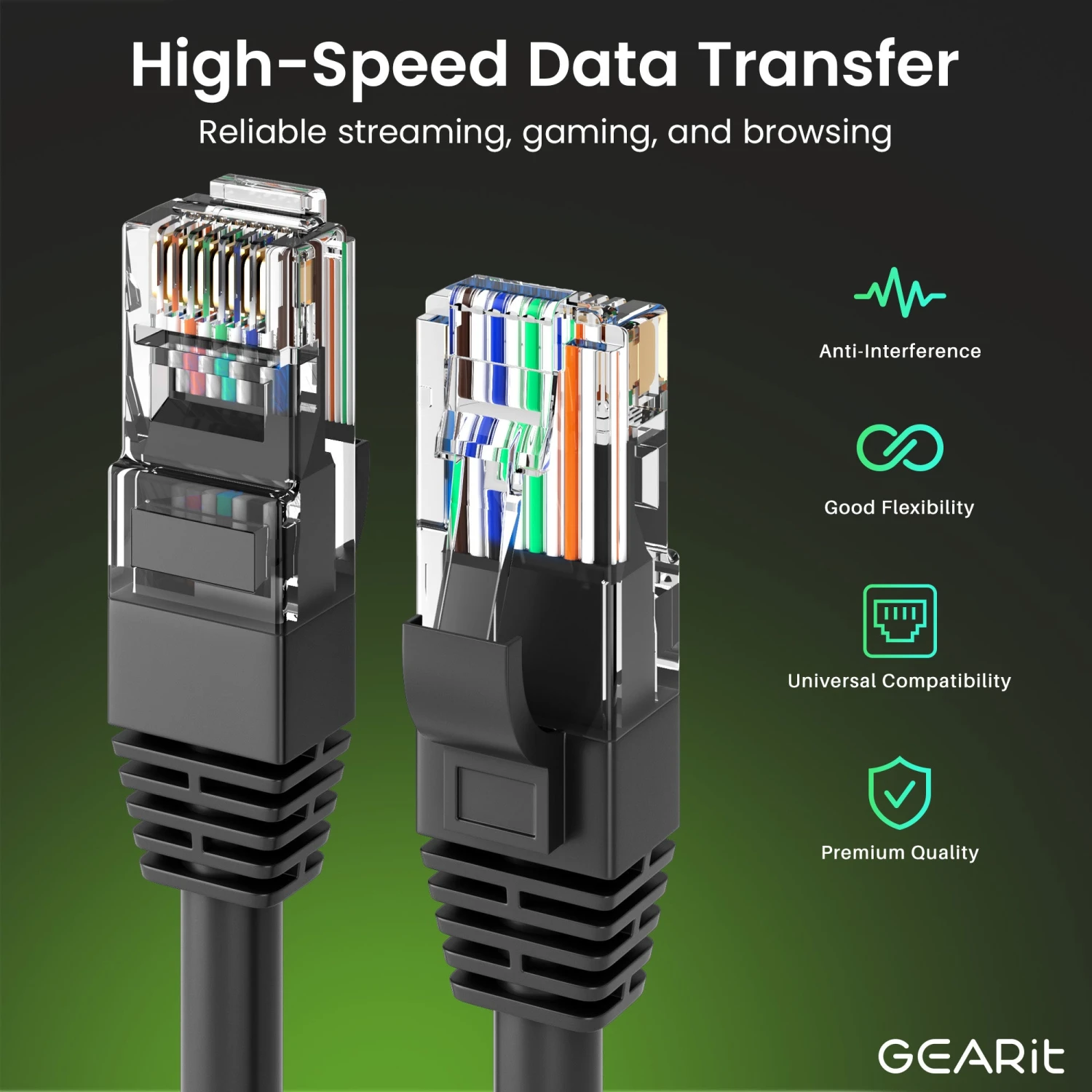 Cat6 Ethernet Patch Cable - CCA Network Cord - UTP, Black(Gearit Cat6 Ethernet Patch Cable Cca Network Cord Utp Black) 13 Cat6 Ethernet Patch Cable - CCA Network Cord - UTP, Black(Gearit Cat6 Ethernet Patch Cable Cca Network Cord Utp Black) - Image 13