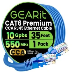 Cat6 Ethernet Patch Cable - CCA Network Cord - UTP, Blue(Copy Of Gearit Cat6 Ethernet Patch Cable Cca Network Cord Utp Blue)