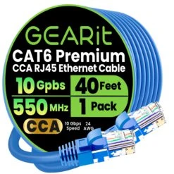 Cat6 Ethernet Patch Cable - CCA Network Cord - UTP, Blue(Copy Of Gearit Cat6 Ethernet Patch Cable Cca Network Cord Utp Blue) -GEARit Store GI CAT6 CCA BL 40F