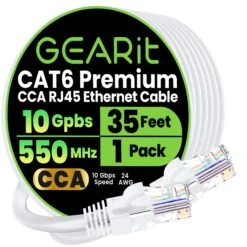 Cat6 Ethernet Patch Cable - CCA Network Cord - UTP, White(Gearit Cat6 Ethernet Patch Cable Cca Network Cord Utp White)