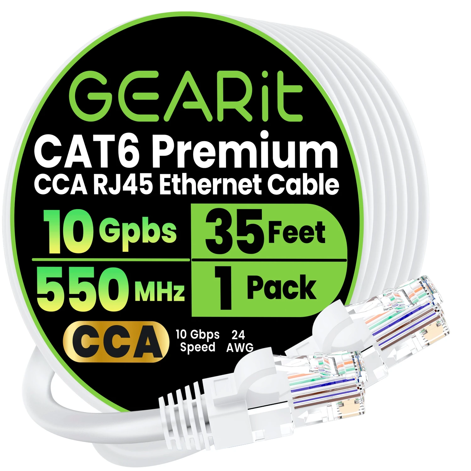 Cat6 Ethernet Patch Cable - CCA Network Cord - UTP, White(Gearit Cat6 Ethernet Patch Cable Cca Network Cord Utp White) 1 Cat6 Ethernet Patch Cable - CCA Network Cord - UTP, White(Gearit Cat6 Ethernet Patch Cable Cca Network Cord Utp White)