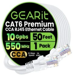 Cat6 Ethernet Patch Cable - CCA Network Cord - UTP, White(Gearit Cat6 Ethernet Patch Cable Cca Network Cord Utp White) 30 Cat6 Ethernet Patch Cable - CCA Network Cord - UTP, White(Gearit Cat6 Ethernet Patch Cable Cca Network Cord Utp White) -GEARit Store GI CAT6 CCA WH 50F