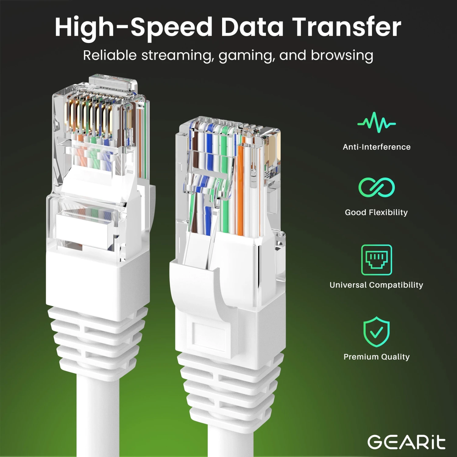 Cat6 Ethernet Patch Cable - CCA Network Cord - UTP, White(Gearit Cat6 Ethernet Patch Cable Cca Network Cord Utp White) 5 Cat6 Ethernet Patch Cable - CCA Network Cord - UTP, White(Gearit Cat6 Ethernet Patch Cable Cca Network Cord Utp White) - Image 5