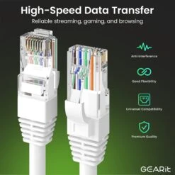 Cat6 Ethernet Patch Cable - CCA Network Cord - UTP, White(Gearit Cat6 Ethernet Patch Cable Cca Network Cord Utp White) 31 Cat6 Ethernet Patch Cable - CCA Network Cord - UTP, White(Gearit Cat6 Ethernet Patch Cable Cca Network Cord Utp White) -GEARit Store GI CAT6 CCA WH F 5 66609489 dc0d 491e b95d 1fa452d43753
