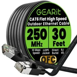 Black Cat6 Flat Outdoor Ethernet Cable(Black Cat6 Flat Outdoor Ethernet Cable) 37 Black Cat6 Flat Outdoor Ethernet Cable(Black Cat6 Flat Outdoor Ethernet Cable) -GEARit Store GI CAT6 FLT OUT LDPE BK 30F 77ec4a68 68cd 4544 ad44 f4631cf371eb