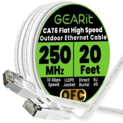 White Cat6 Flat Outdoor Ethernet Cable(White Cat6 Flat Outdoor Ethernet Cable) -GEARit Store GI CAT6 FLT OUT LDPE WH 20F 4f8145a4 f1be 493d ba6c b936a711ef7b