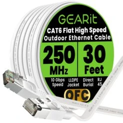 White Cat6 Flat Outdoor Ethernet Cable(White Cat6 Flat Outdoor Ethernet Cable) -GEARit Store GI CAT6 FLT OUT LDPE WH 30F 7f13144a e0ce 4b53 ab33 b89032241b8e