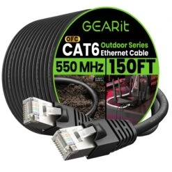 Cat6 Outdoor Ethernet Cable - 23AWG LLDPE Weatherproof Jacket S/FTP Direct Burial(Gearit Cat6 Outdoor Cable Waterproof Direct Burial 23awg Cat 6 Ethernet Ftp Foil Twisted Pair Shielded Lldpe Waterproof And Uv Resistant) 26 Cat6 Outdoor Ethernet Cable - 23AWG LLDPE Weatherproof Jacket S/FTP Direct Burial(Gearit Cat6 Outdoor Cable Waterproof Direct Burial 23awg Cat 6 Ethernet Ftp Foil Twisted Pair Shielded Lldpe Waterproof And Uv Resistant) -GEARit Store GI CAT6 OUT LDPE BK 150FT b5d4d6bb dc3b 43a2 99ea fd48c81bb3a2