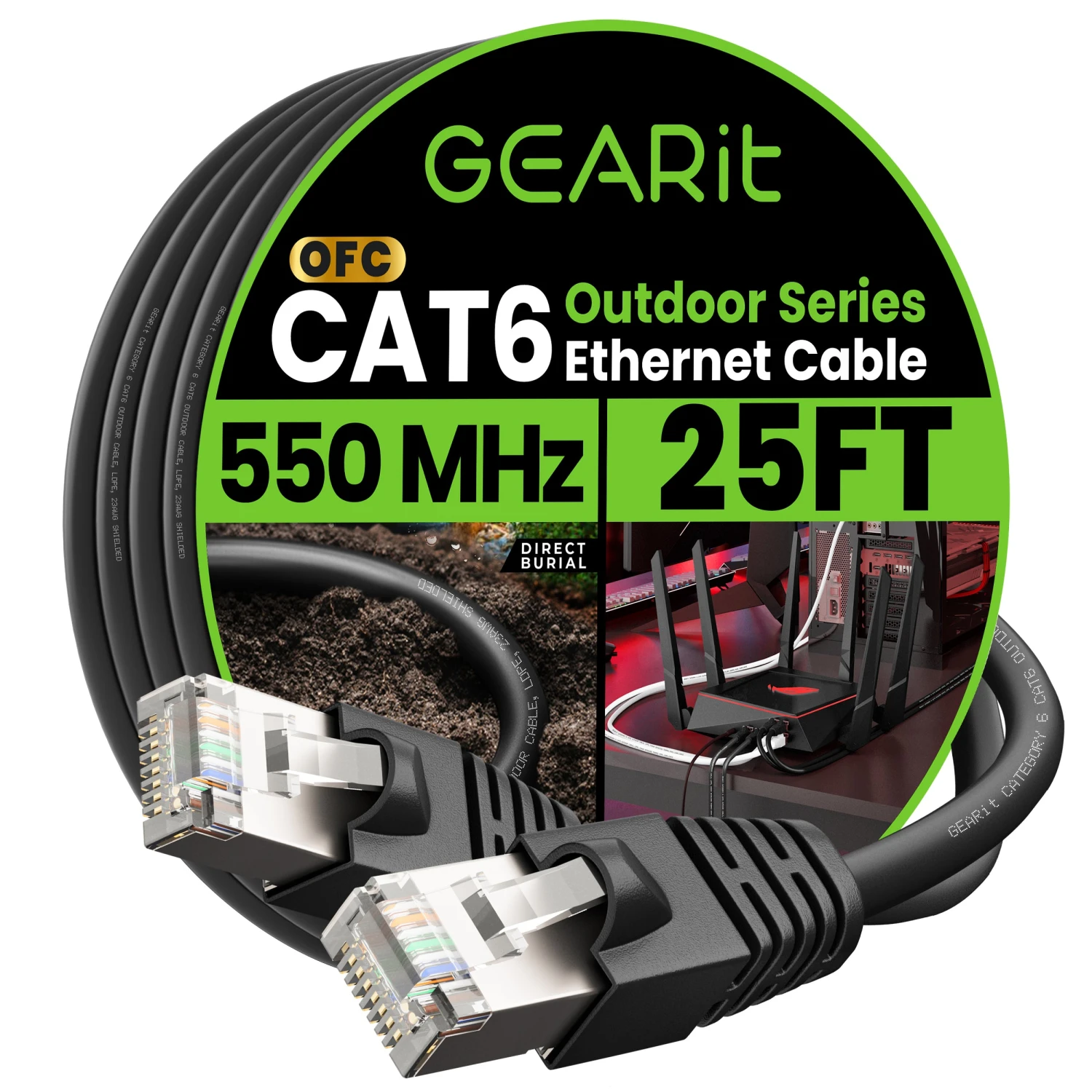 Cat6 Outdoor Ethernet Cable - 23AWG LLDPE Weatherproof Jacket S/FTP Direct Burial(Gearit Cat6 Outdoor Cable Waterproof Direct Burial 23awg Cat 6 Ethernet Ftp Foil Twisted Pair Shielded Lldpe Waterproof And Uv Resistant) 1 Cat6 Outdoor Ethernet Cable - 23AWG LLDPE Weatherproof Jacket S/FTP Direct Burial(Gearit Cat6 Outdoor Cable Waterproof Direct Burial 23awg Cat 6 Ethernet Ftp Foil Twisted Pair Shielded Lldpe Waterproof And Uv Resistant)