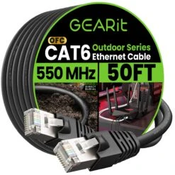 Cat6 Outdoor Ethernet Cable - 23AWG LLDPE Weatherproof Jacket S/FTP Direct Burial(Gearit Cat6 Outdoor Cable Waterproof Direct Burial 23awg Cat 6 Ethernet Ftp Foil Twisted Pair Shielded Lldpe Waterproof And Uv Resistant) 23 Cat6 Outdoor Ethernet Cable - 23AWG LLDPE Weatherproof Jacket S/FTP Direct Burial(Gearit Cat6 Outdoor Cable Waterproof Direct Burial 23awg Cat 6 Ethernet Ftp Foil Twisted Pair Shielded Lldpe Waterproof And Uv Resistant) -GEARit Store GI CAT6 OUT LDPE BK 50FT 2a220321 175c 4fb1 a28f 3bb43ed1b4c2