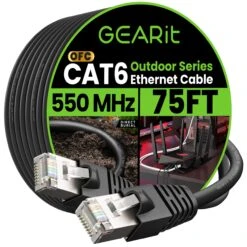 Cat6 Outdoor Ethernet Cable - 23AWG LLDPE Weatherproof Jacket S/FTP Direct Burial(Gearit Cat6 Outdoor Cable Waterproof Direct Burial 23awg Cat 6 Ethernet Ftp Foil Twisted Pair Shielded Lldpe Waterproof And Uv Resistant) 24 Cat6 Outdoor Ethernet Cable - 23AWG LLDPE Weatherproof Jacket S/FTP Direct Burial(Gearit Cat6 Outdoor Cable Waterproof Direct Burial 23awg Cat 6 Ethernet Ftp Foil Twisted Pair Shielded Lldpe Waterproof And Uv Resistant) -GEARit Store GI CAT6 OUT LDPE BK 75FT c6b3d92c 69d5 4238 8fb1 44656d2b616d