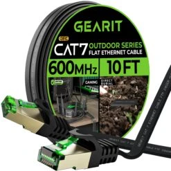 Black Cat7 Flat Outdoor Ethernet Cable(Cat7 Flat Outdoor Ethernet Cable) -GEARit Store GI CAT7 FLT OUT LDPE BK 10F