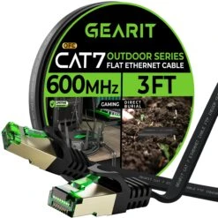 Black Cat7 Flat Outdoor Ethernet Cable(Cat7 Flat Outdoor Ethernet Cable)
