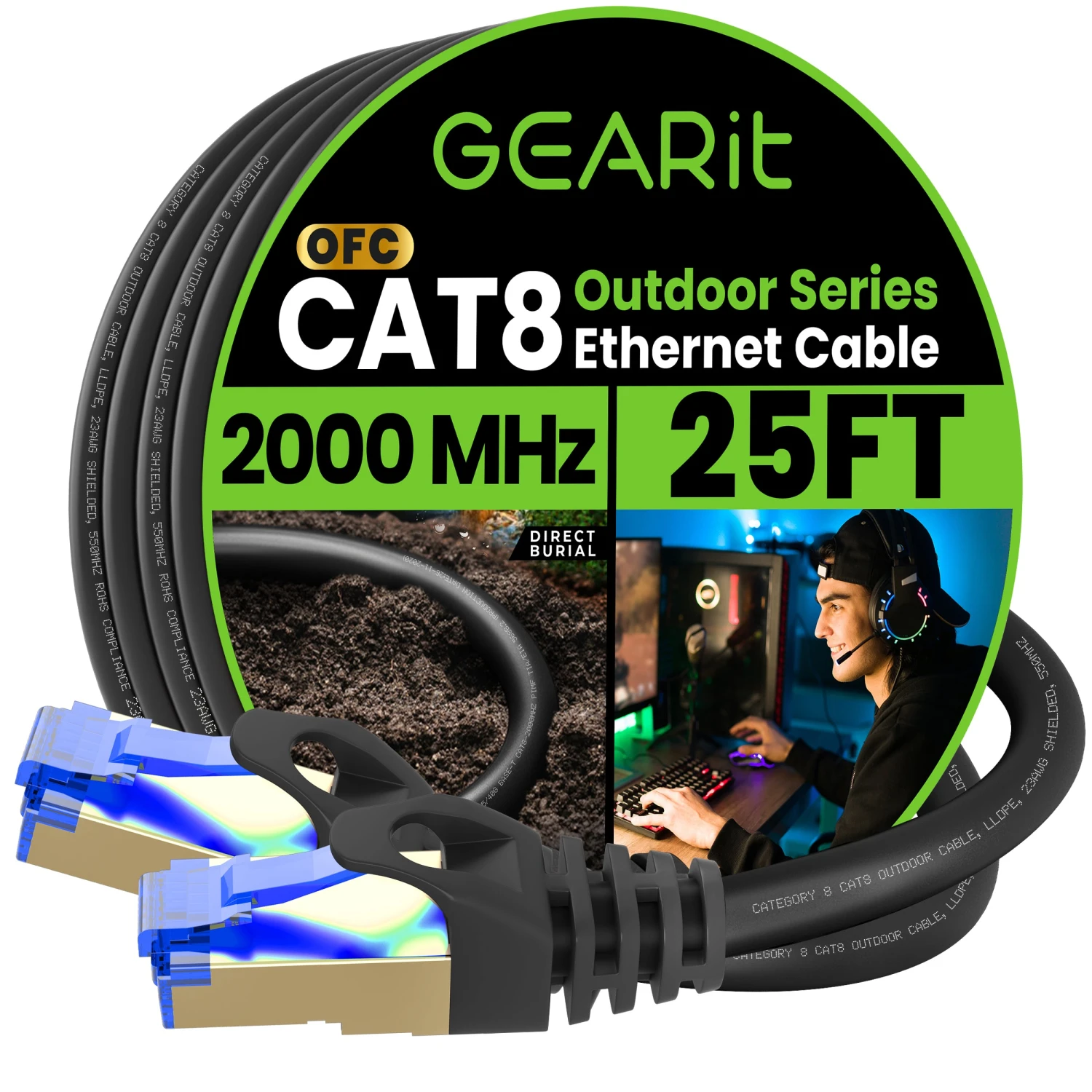 Cat8 Outdoor Ethernet Cable - Waterproof, Direct Burial, In-Ground, LLDPE, Black(Gearit Cat8 Outdoor Ethernet Cable Waterproof Direct Burial In Ground Lldpe Black) 8 Cat8 Outdoor Ethernet Cable - Waterproof, Direct Burial, In-Ground, LLDPE, Black(Gearit Cat8 Outdoor Ethernet Cable Waterproof Direct Burial In Ground Lldpe Black) - Image 8