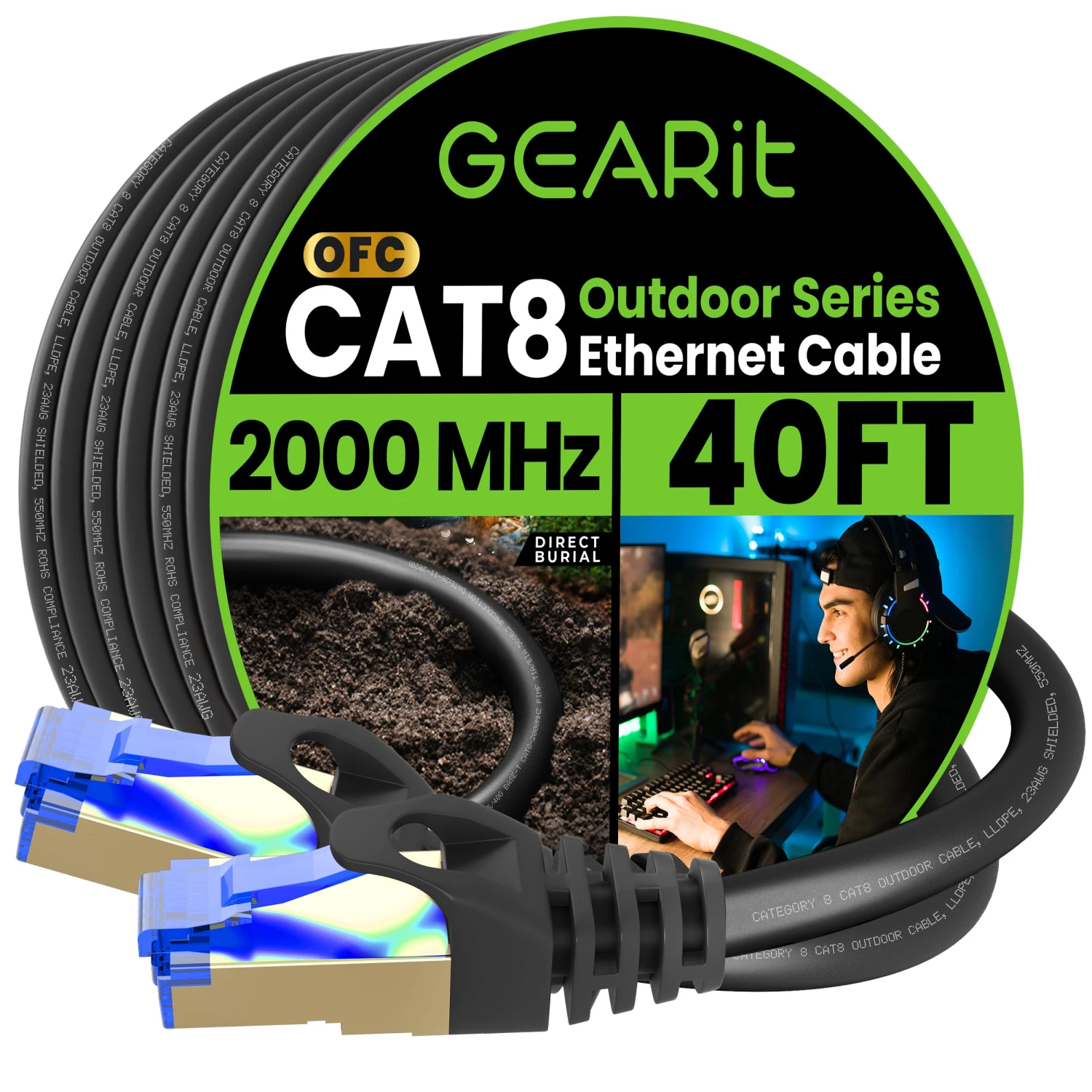 Cat8 Outdoor Ethernet Cable - Waterproof, Direct Burial, In-Ground, LLDPE, Black(Gearit Cat8 Outdoor Ethernet Cable Waterproof Direct Burial In Ground Lldpe Black) 10 Cat8 Outdoor Ethernet Cable - Waterproof, Direct Burial, In-Ground, LLDPE, Black(Gearit Cat8 Outdoor Ethernet Cable Waterproof Direct Burial In Ground Lldpe Black) - Image 10
