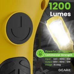 1200 Lumen COB LED Work Light With Long Extension Cable, Yellow(Gearit Led Cob Work Light 1200 Lumen Extra Long 16 Gauge Sjtw Indoor Outdoor Extension Cable) 10 1200 Lumen COB LED Work Light With Long Extension Cable, Yellow(Gearit Led Cob Work Light 1200 Lumen Extra Long 16 Gauge Sjtw Indoor Outdoor Extension Cable) -GEARit Store GI COB 1200LM CORD FT YW 2