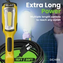 1200 Lumen COB LED Work Light With Long Extension Cable, Yellow(Gearit Led Cob Work Light 1200 Lumen Extra Long 16 Gauge Sjtw Indoor Outdoor Extension Cable) 11 1200 Lumen COB LED Work Light With Long Extension Cable, Yellow(Gearit Led Cob Work Light 1200 Lumen Extra Long 16 Gauge Sjtw Indoor Outdoor Extension Cable) -GEARit Store GI COB 1200LM CORD FT YW 6