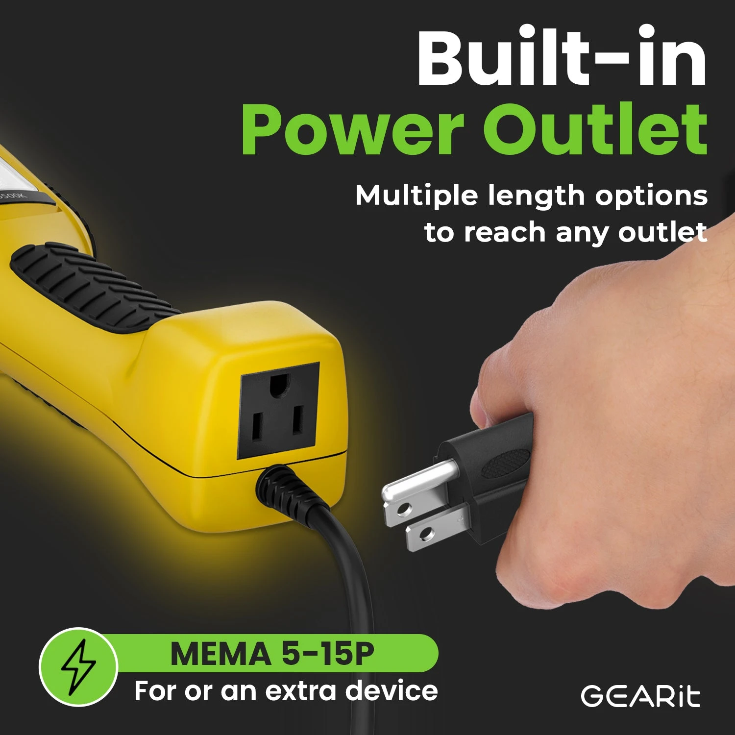 1200 Lumen COB LED Work Light With Long Extension Cable, Yellow(Gearit Led Cob Work Light 1200 Lumen Extra Long 16 Gauge Sjtw Indoor Outdoor Extension Cable) 2 1200 Lumen COB LED Work Light With Long Extension Cable, Yellow(Gearit Led Cob Work Light 1200 Lumen Extra Long 16 Gauge Sjtw Indoor Outdoor Extension Cable) - Image 2