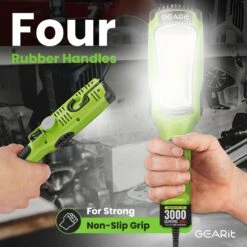 COB LED Work Light With Long Extension Cable, Green(Gearit Led Cob Work Light 2000 Lumen 15ft Extra Long 16 Gauge Sjtw Indoor Outdoor Extension Cable Green) -GEARit Store GI COB 3000LM CORD FT GN 3