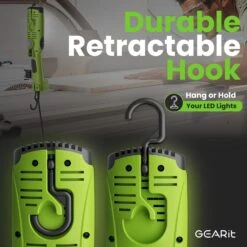 COB LED Work Light With Long Extension Cable, Green(Gearit Led Cob Work Light 2000 Lumen 15ft Extra Long 16 Gauge Sjtw Indoor Outdoor Extension Cable Green) -GEARit Store GI COB 3000LM CORD FT GN 4