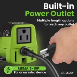 COB LED Work Light With Long Extension Cable, Green(Gearit Led Cob Work Light 2000 Lumen 15ft Extra Long 16 Gauge Sjtw Indoor Outdoor Extension Cable Green) -GEARit Store GI COB 3000LM CORD FT GN 7