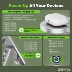 GEARit 3-in-1 15W MagSafe Wireless Charger Station(Gearit 3 In 1 Magsafe Wireless Charger Station) -GEARit Store GI CS20W 3D WH 3