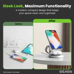 GEARit 3-in-1 15W MagSafe Wireless Charger Station(Gearit 3 In 1 Magsafe Wireless Charger Station) -GEARit Store GI CS20W 3D WH 5