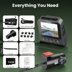 GEARit 4K Dual Dash Cam Front & Rear With WiFi GPS Night Vision 64GB Included(Gearit 4k Dual Dash Cam Front Rear With Wifi Gps Night Vision 64gb Included) -GEARit Store GI DASH 2CH 4K BK 9