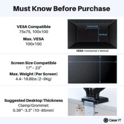 Dual Monitor Mount - To 32-inch Monitors (Up To 19.8 Lbs)(Gearit Dual Arm Gas Sring Lcd Led Fully Adjustable Up To 32 Inch Up To 19 8lbs Quick Release Monitor Desk Mount Vesa 75 100) 11 Dual Monitor Mount - To 32-inch Monitors (Up To 19.8 Lbs)(Gearit Dual Arm Gas Sring Lcd Led Fully Adjustable Up To 32 Inch Up To 19 8lbs Quick Release Monitor Desk Mount Vesa 75 100) -GEARit Store GI DGSM BK 32 2