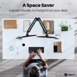 Dual Monitor Mount - To 32-inch Monitors (Up To 19.8 Lbs)(Gearit Dual Arm Gas Sring Lcd Led Fully Adjustable Up To 32 Inch Up To 19 8lbs Quick Release Monitor Desk Mount Vesa 75 100) 12 Dual Monitor Mount - To 32-inch Monitors (Up To 19.8 Lbs)(Gearit Dual Arm Gas Sring Lcd Led Fully Adjustable Up To 32 Inch Up To 19 8lbs Quick Release Monitor Desk Mount Vesa 75 100) -GEARit Store GI DGSM BK 32 3