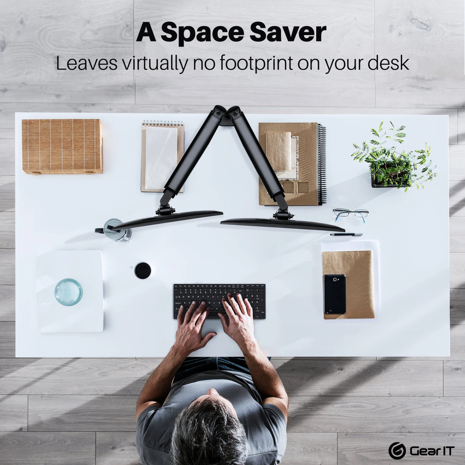 Dual Monitor Mount - To 32-inch Monitors (Up To 19.8 Lbs)(Gearit Dual Arm Gas Sring Lcd Led Fully Adjustable Up To 32 Inch Up To 19 8lbs Quick Release Monitor Desk Mount Vesa 75 100) 4 Dual Monitor Mount - To 32-inch Monitors (Up To 19.8 Lbs)(Gearit Dual Arm Gas Sring Lcd Led Fully Adjustable Up To 32 Inch Up To 19 8lbs Quick Release Monitor Desk Mount Vesa 75 100) - Image 4