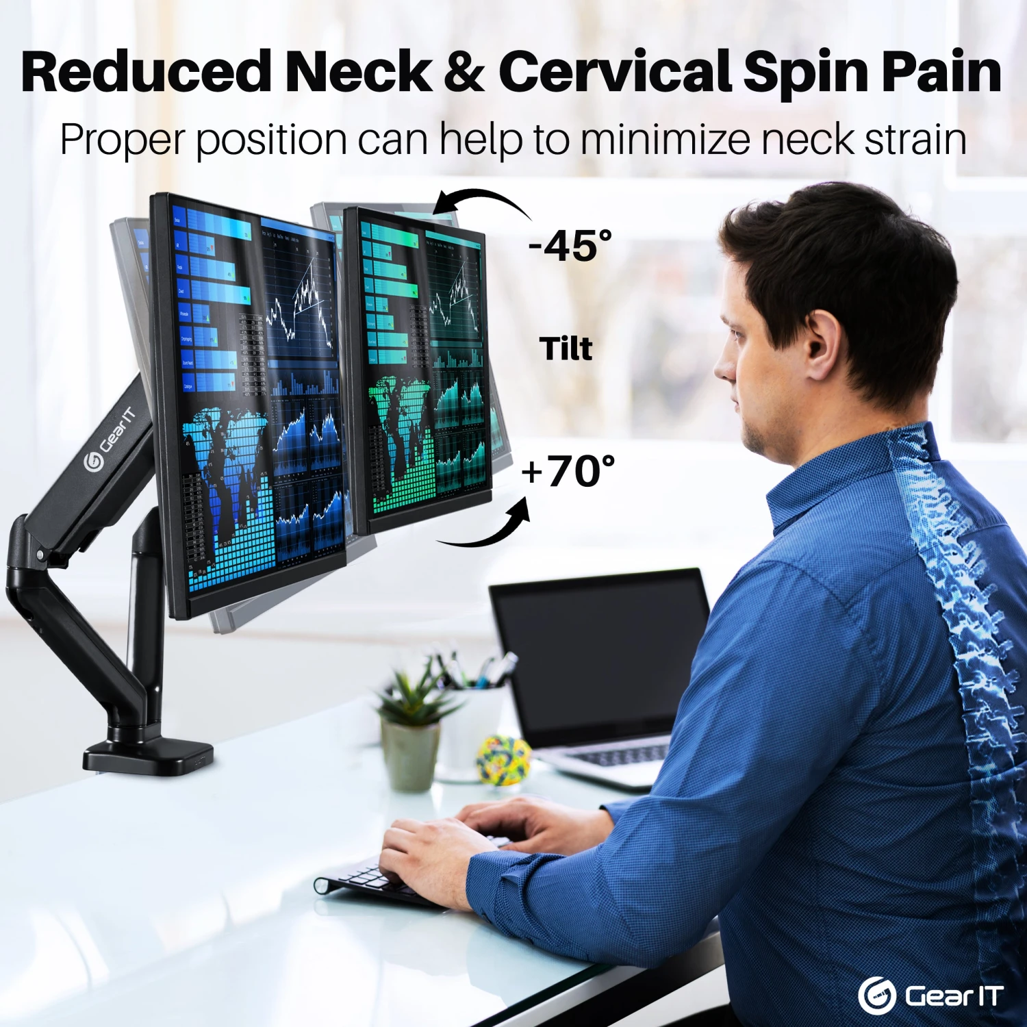 Dual Monitor Mount - To 32-inch Monitors (Up To 19.8 Lbs)(Gearit Dual Arm Gas Sring Lcd Led Fully Adjustable Up To 32 Inch Up To 19 8lbs Quick Release Monitor Desk Mount Vesa 75 100) 6 Dual Monitor Mount - To 32-inch Monitors (Up To 19.8 Lbs)(Gearit Dual Arm Gas Sring Lcd Led Fully Adjustable Up To 32 Inch Up To 19 8lbs Quick Release Monitor Desk Mount Vesa 75 100) - Image 6