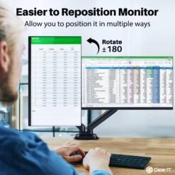 Dual Monitor Mount - To 32-inch Monitors (Up To 19.8 Lbs)(Gearit Dual Arm Gas Sring Lcd Led Fully Adjustable Up To 32 Inch Up To 19 8lbs Quick Release Monitor Desk Mount Vesa 75 100) 15 Dual Monitor Mount - To 32-inch Monitors (Up To 19.8 Lbs)(Gearit Dual Arm Gas Sring Lcd Led Fully Adjustable Up To 32 Inch Up To 19 8lbs Quick Release Monitor Desk Mount Vesa 75 100) -GEARit Store GI DGSM BK 32 6