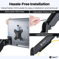 Dual Monitor Mount - To 32-inch Monitors (Up To 19.8 Lbs)(Gearit Dual Arm Gas Sring Lcd Led Fully Adjustable Up To 32 Inch Up To 19 8lbs Quick Release Monitor Desk Mount Vesa 75 100) 16 Dual Monitor Mount - To 32-inch Monitors (Up To 19.8 Lbs)(Gearit Dual Arm Gas Sring Lcd Led Fully Adjustable Up To 32 Inch Up To 19 8lbs Quick Release Monitor Desk Mount Vesa 75 100) -GEARit Store GI DGSM BK 32 7